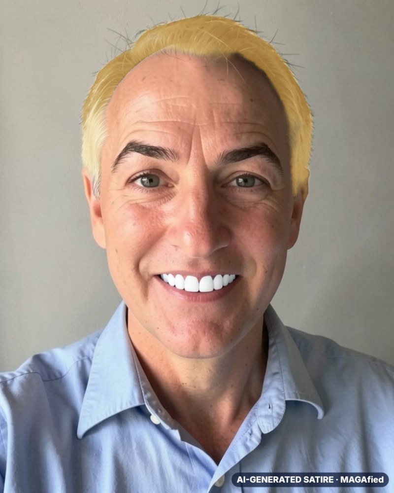 After: the same man MAGAfied by the AI filter